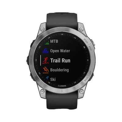 Часы Garmin Fenix 7 серебристый с графитовым силиконовым ремешком